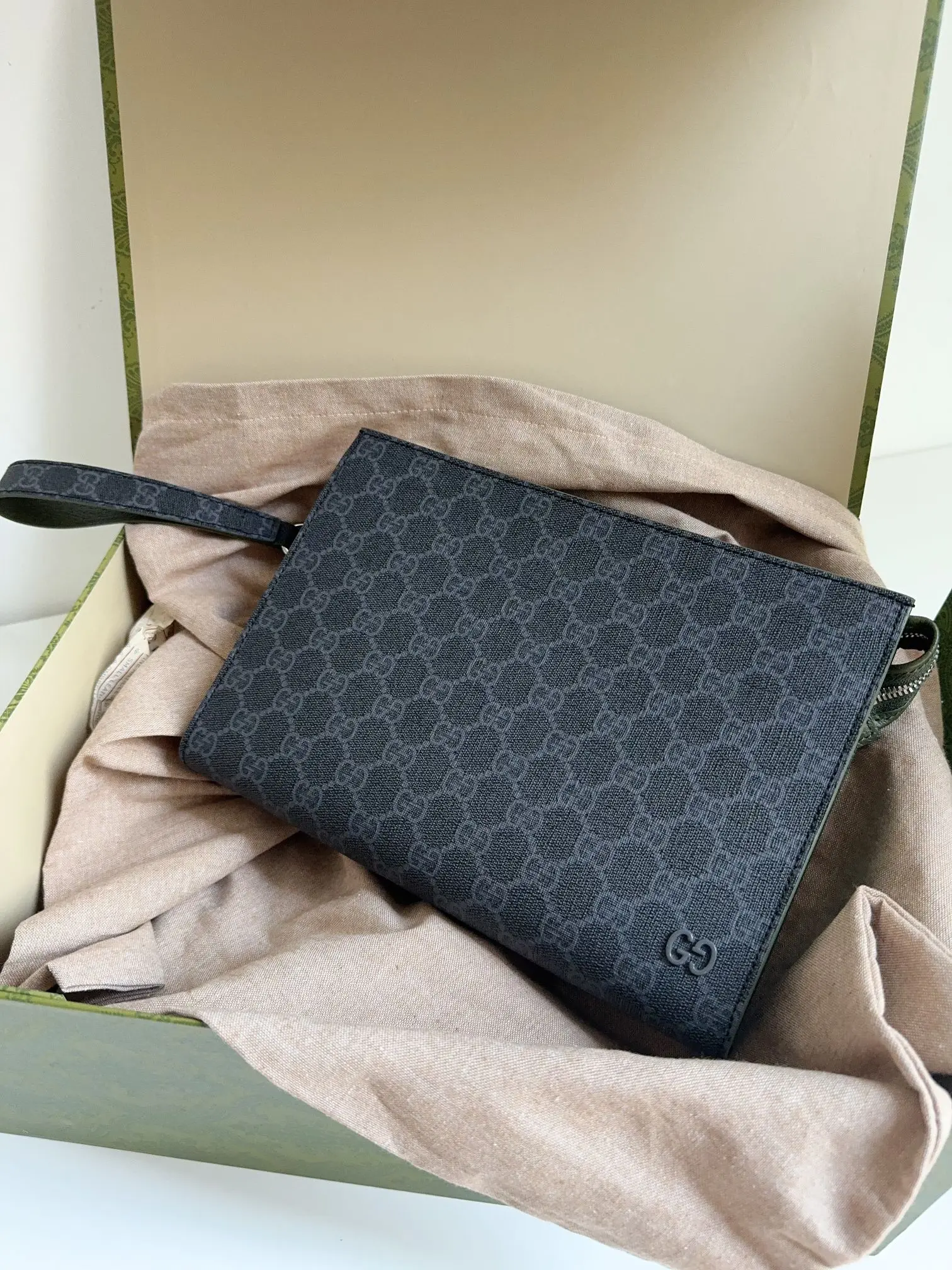 Gucci Pouch With Gg Detail 'Dark Green'